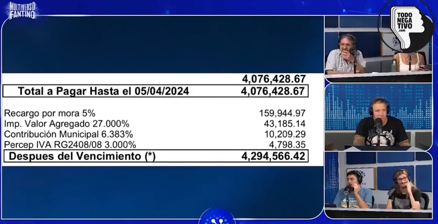 Alejandro Fantino boleta de luz